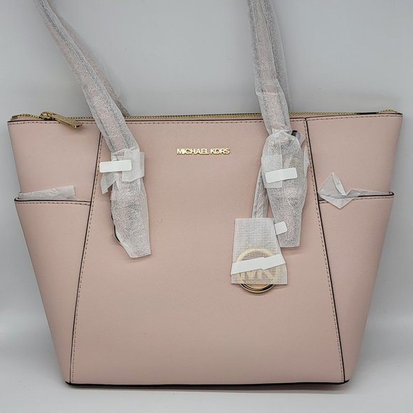 Michael Kors Charlotte Large Top Zip Tote Pink Powder Blush